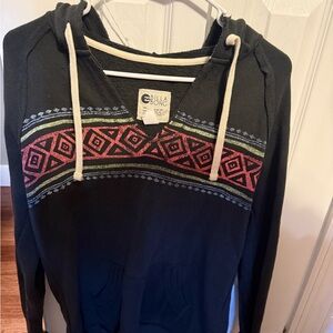 Billabong Women's Black Hoodie with Red and Gray Accents